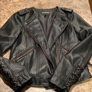 Express faux leather black jacket small